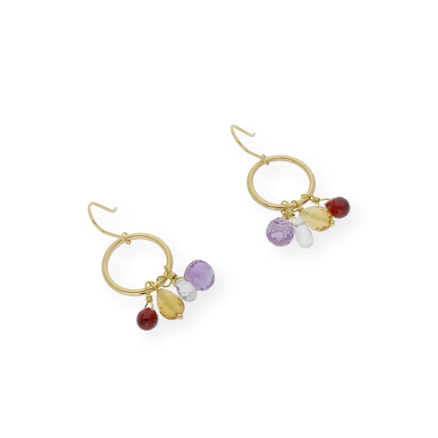 Pendientes Aro con Gemas Preciosas Variadas en Oro 18k