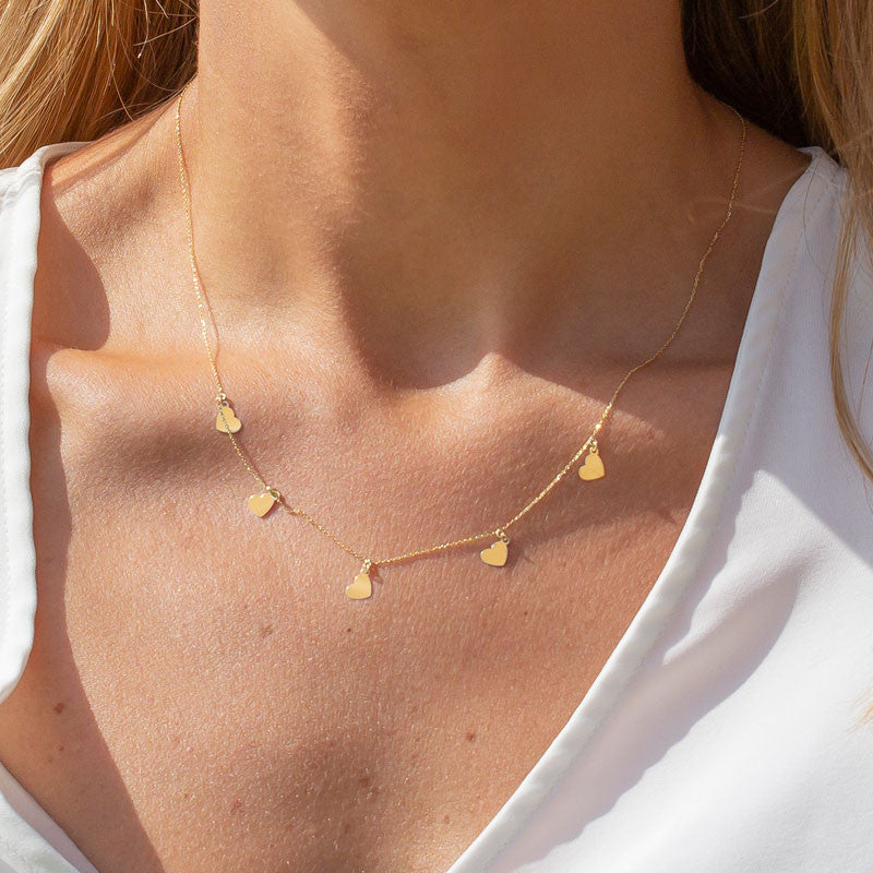 Collar de Corazones en Oro de Ley 18k