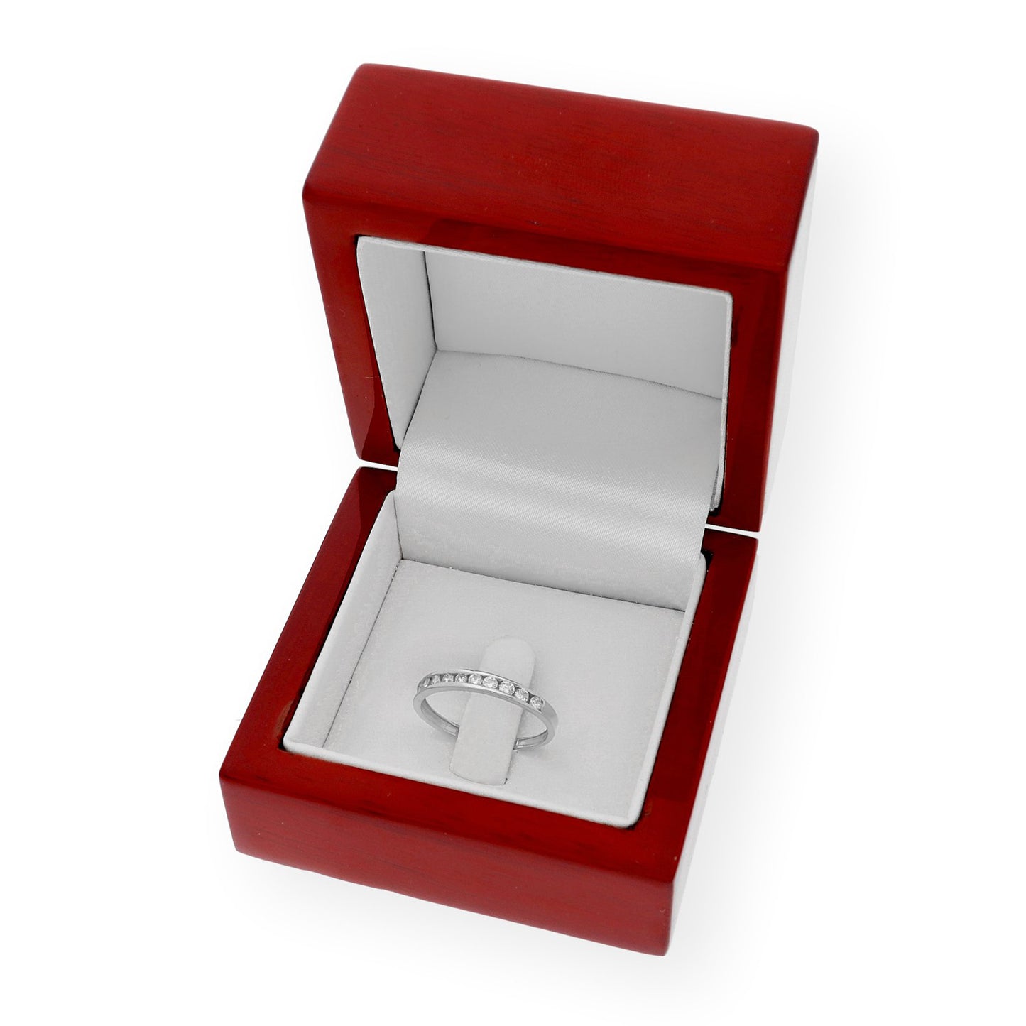 Media Alianza de Compromiso en Oro Blanco 18k y Diamantes