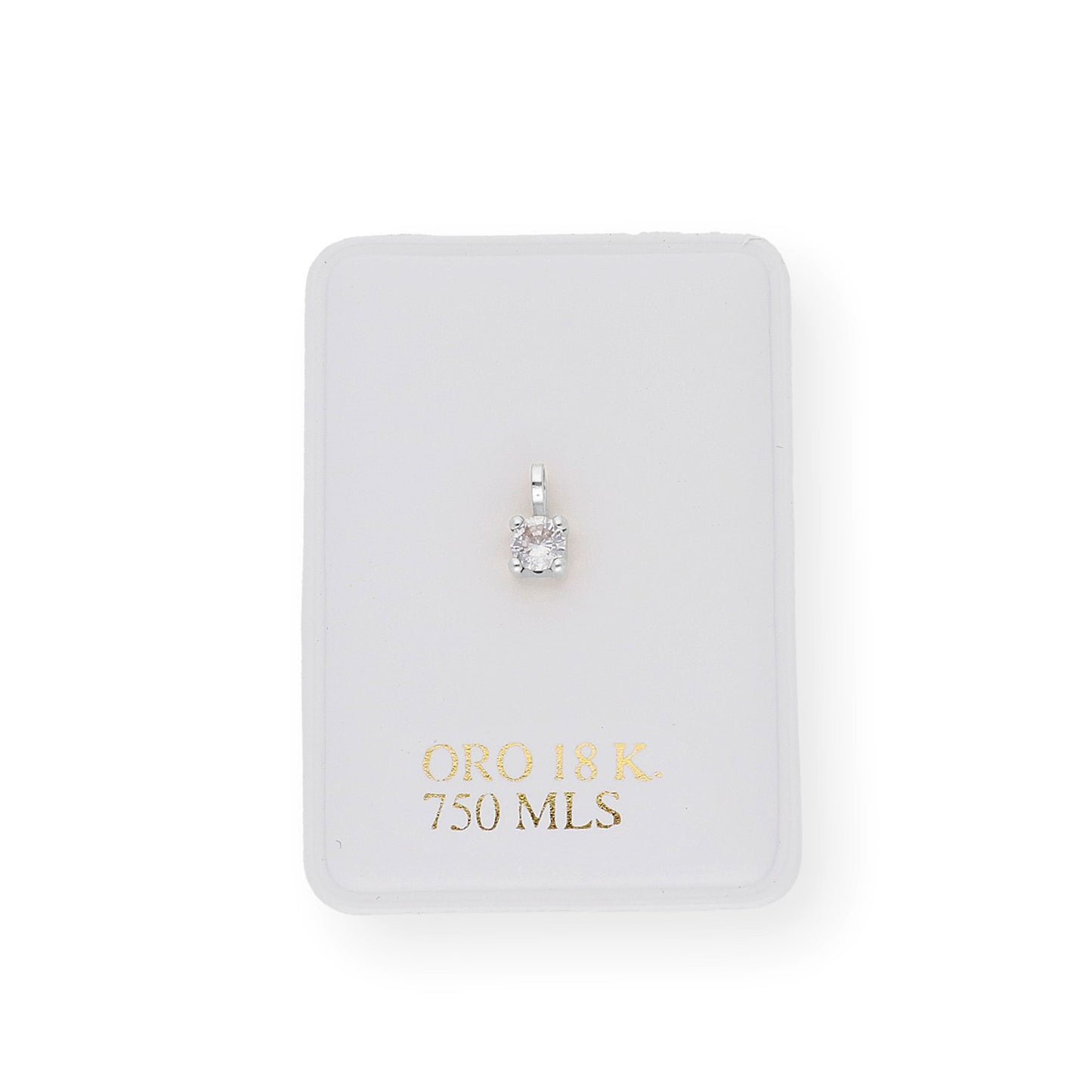 Colgante Minimalista con Circonita en Oro Blanco de Ley 18k