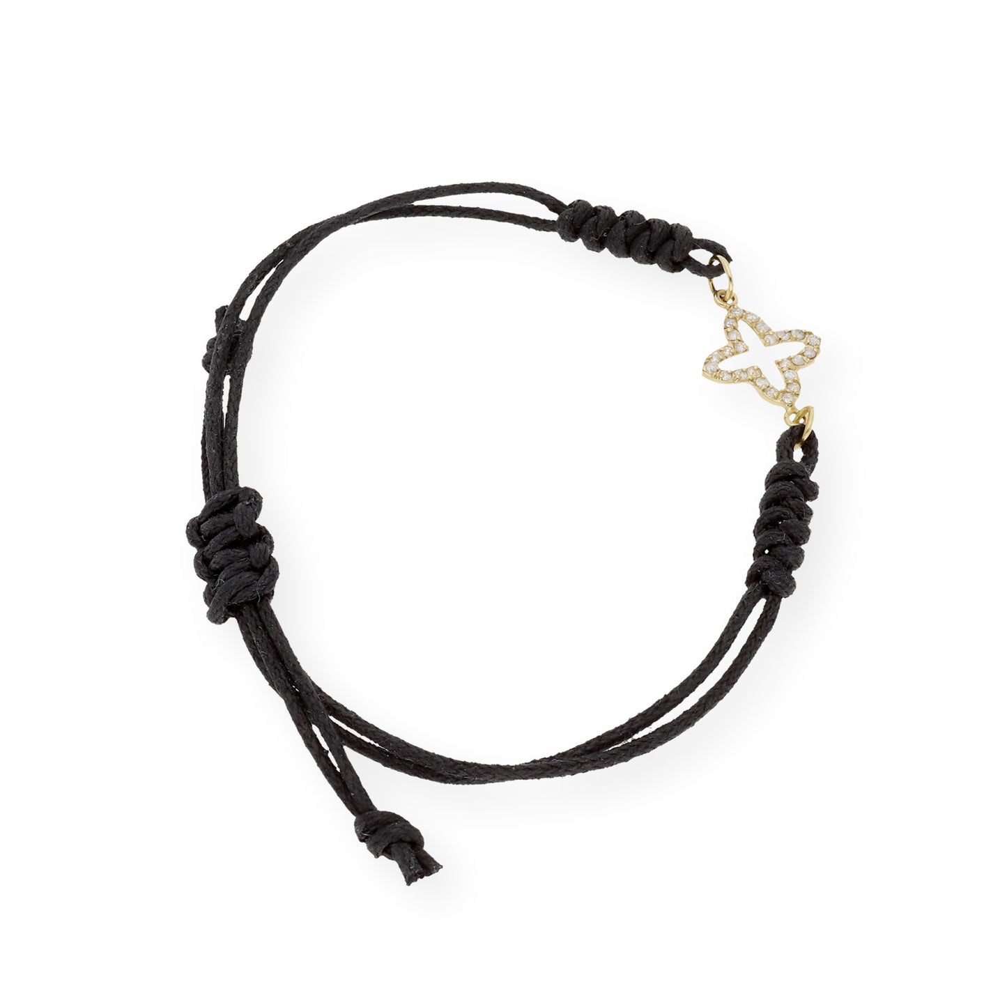 Pulsera Macramé de Oro de Ley con Diamantes y Diseño de Cruz