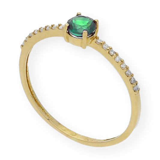 Anillo Luz en Oro 18k con Diamantes y Esmeralda
