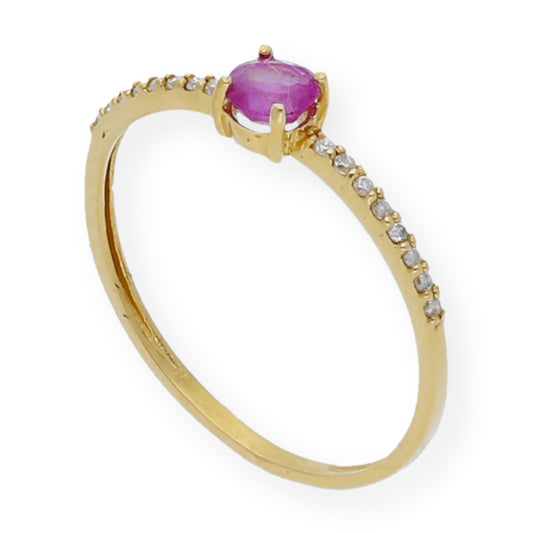 Anillo Luz en Oro 18k con Diamantes y Rubí