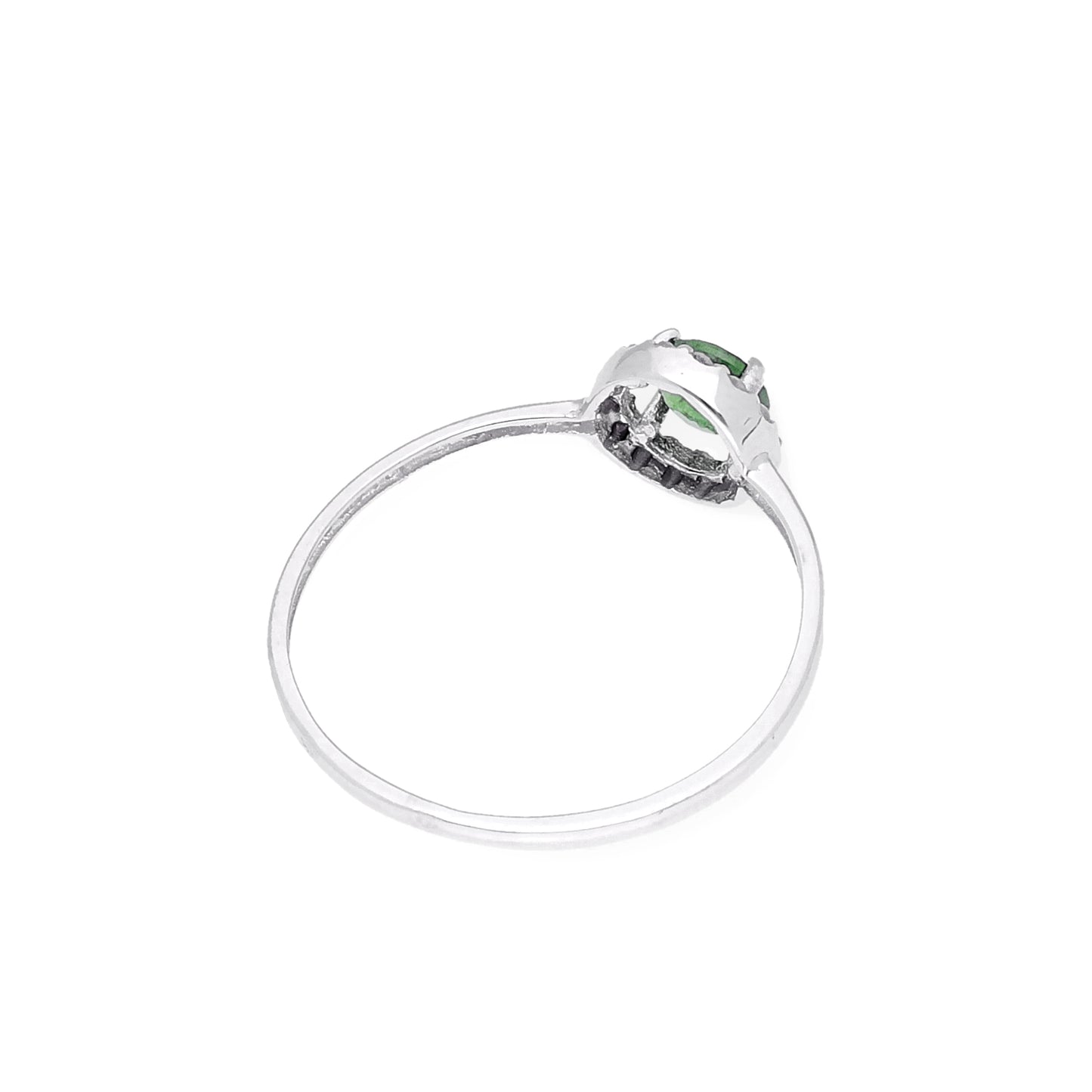 Anillo de Oro Blanco y Diamantes con Esmeralda Modelo Rodas