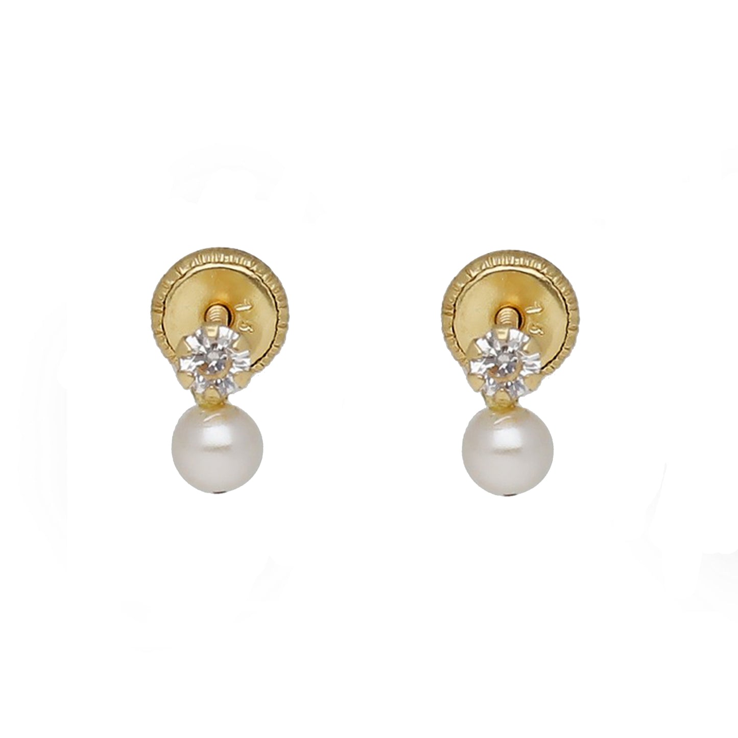Pendientes Ari bebé en Oro 18k con Perlas y Circonitas