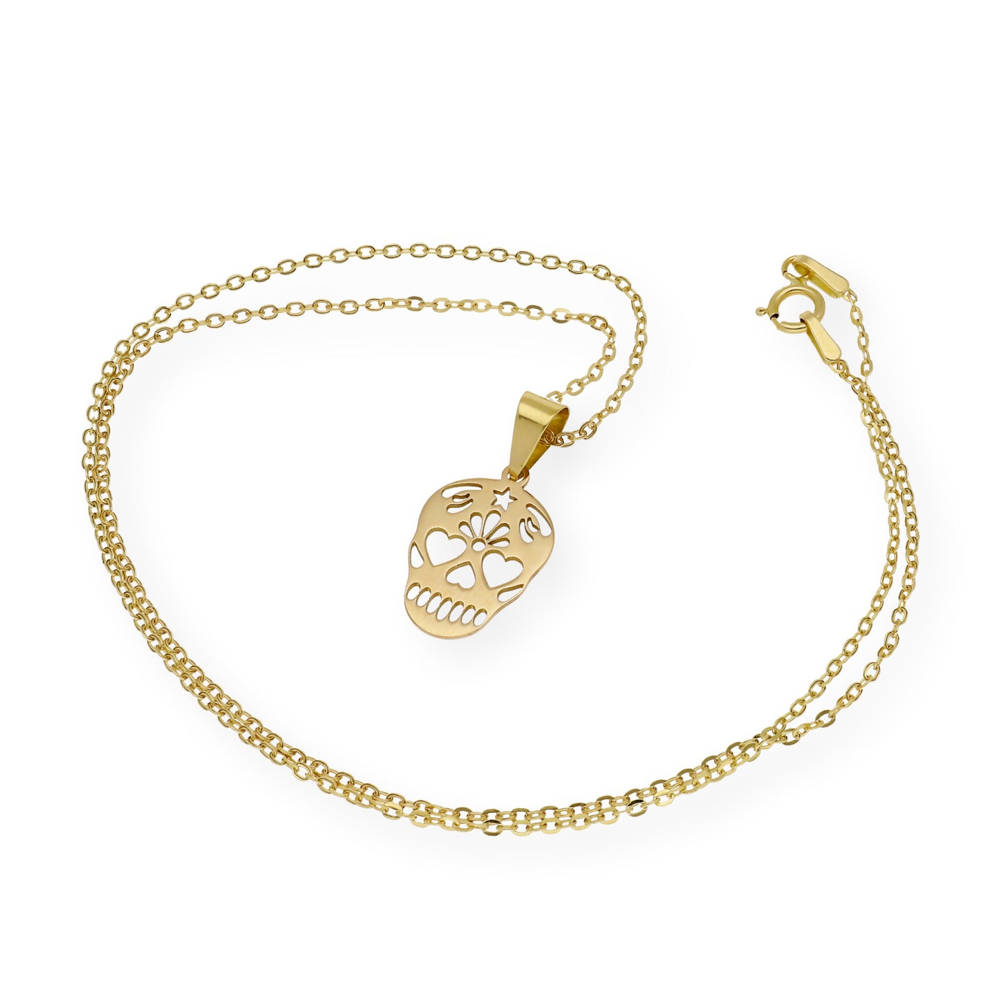 Collar con Colgante Catrina Mexicana en Oro de Ley 18k