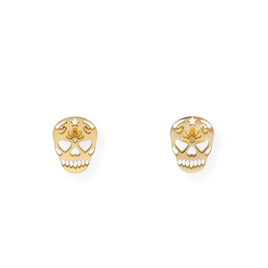Pendientes Catrina Mexicana en Oro de Ley 18k
