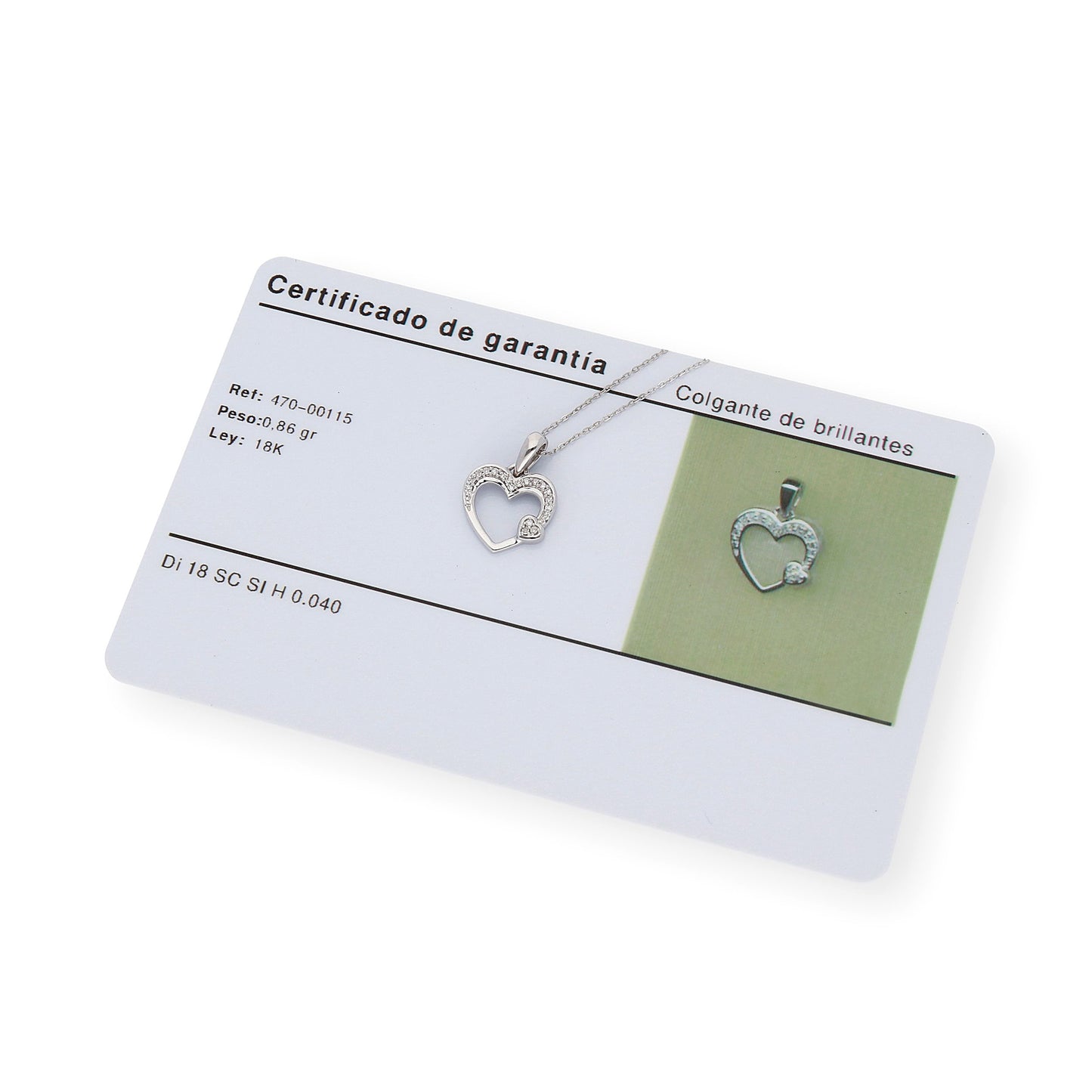 Collar con Colgante de Corazones y Diamantes en Oro Blanco 18k
