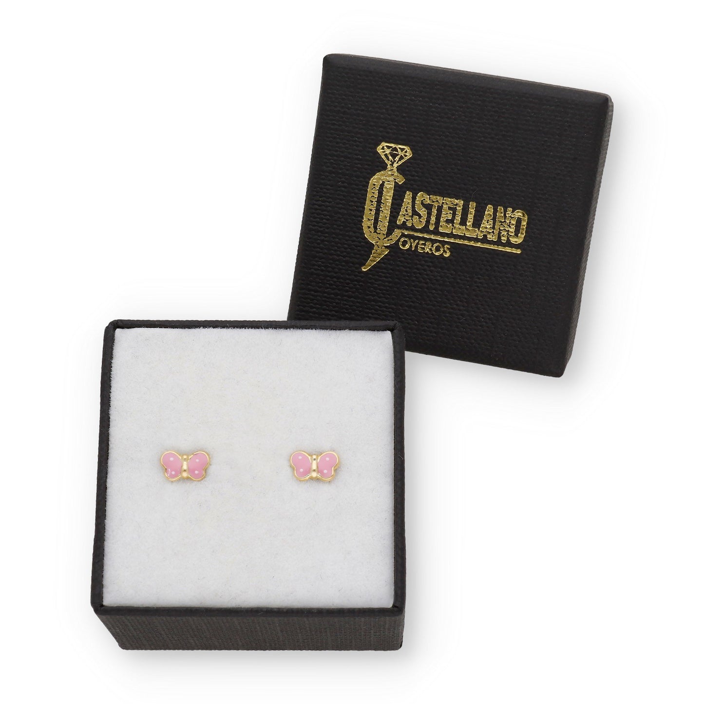 Pendientes Bebé Mariposa Esmaltada de Oro 18K