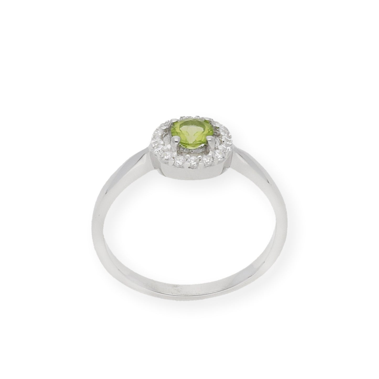 Anillo de Plata con Peridoto Central y Circonitas