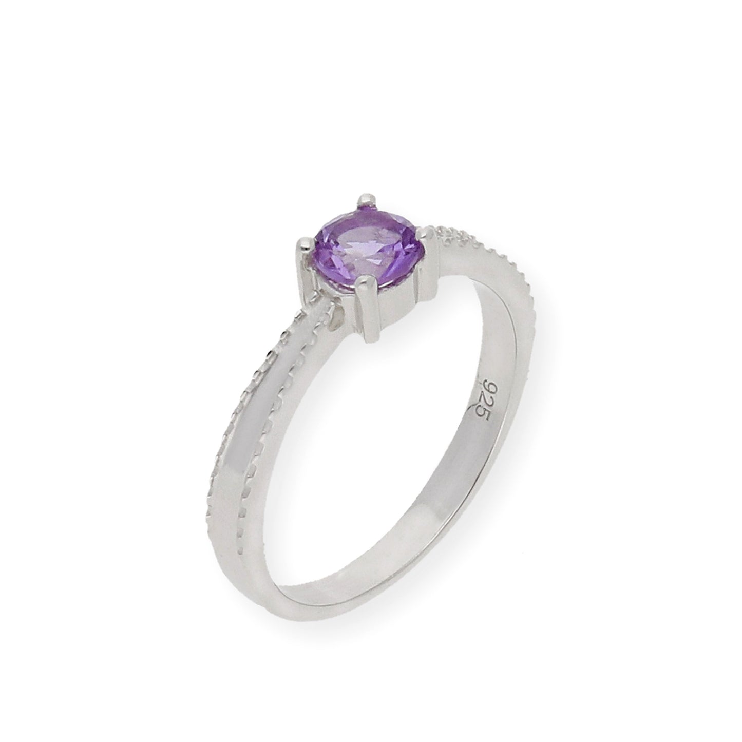 Anillo de Plata con Amatista Central