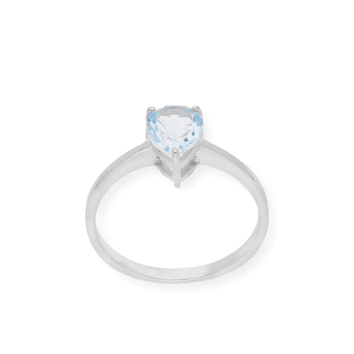 Anillo de Plata con Topacio Azul Central en Forma de Pera