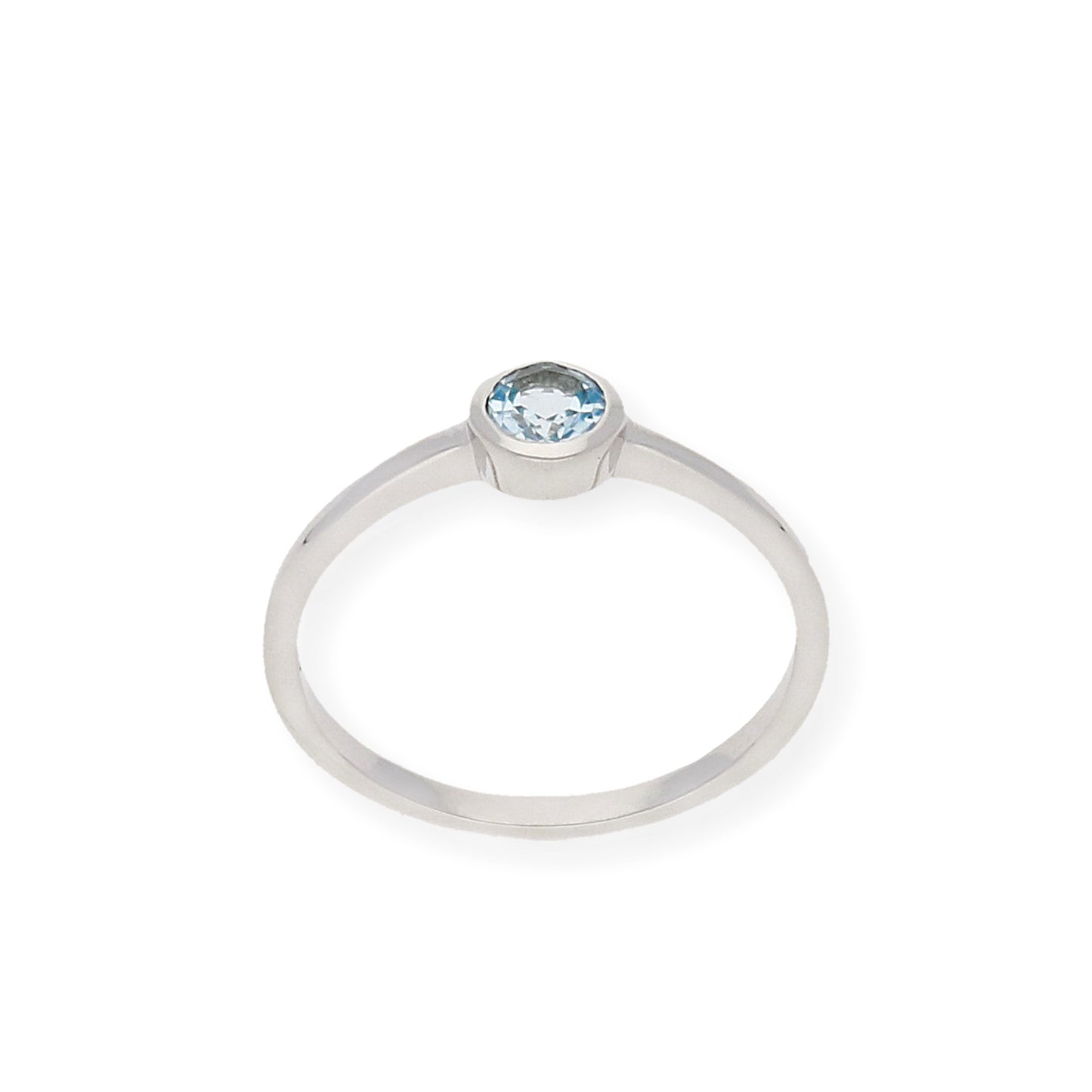 Anillo de Plata con Topacio Azul Central Redondo