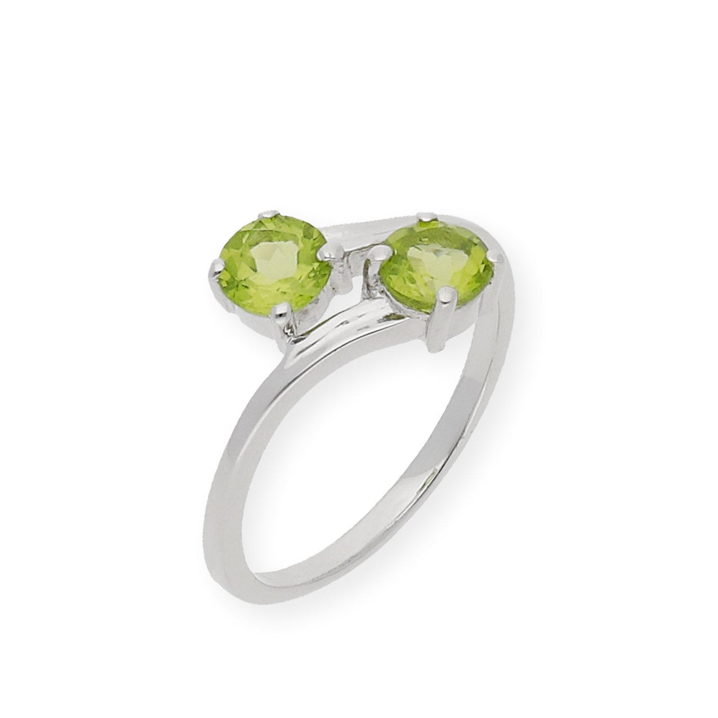 Anillo de Plata con Peridotos Entrelazados
