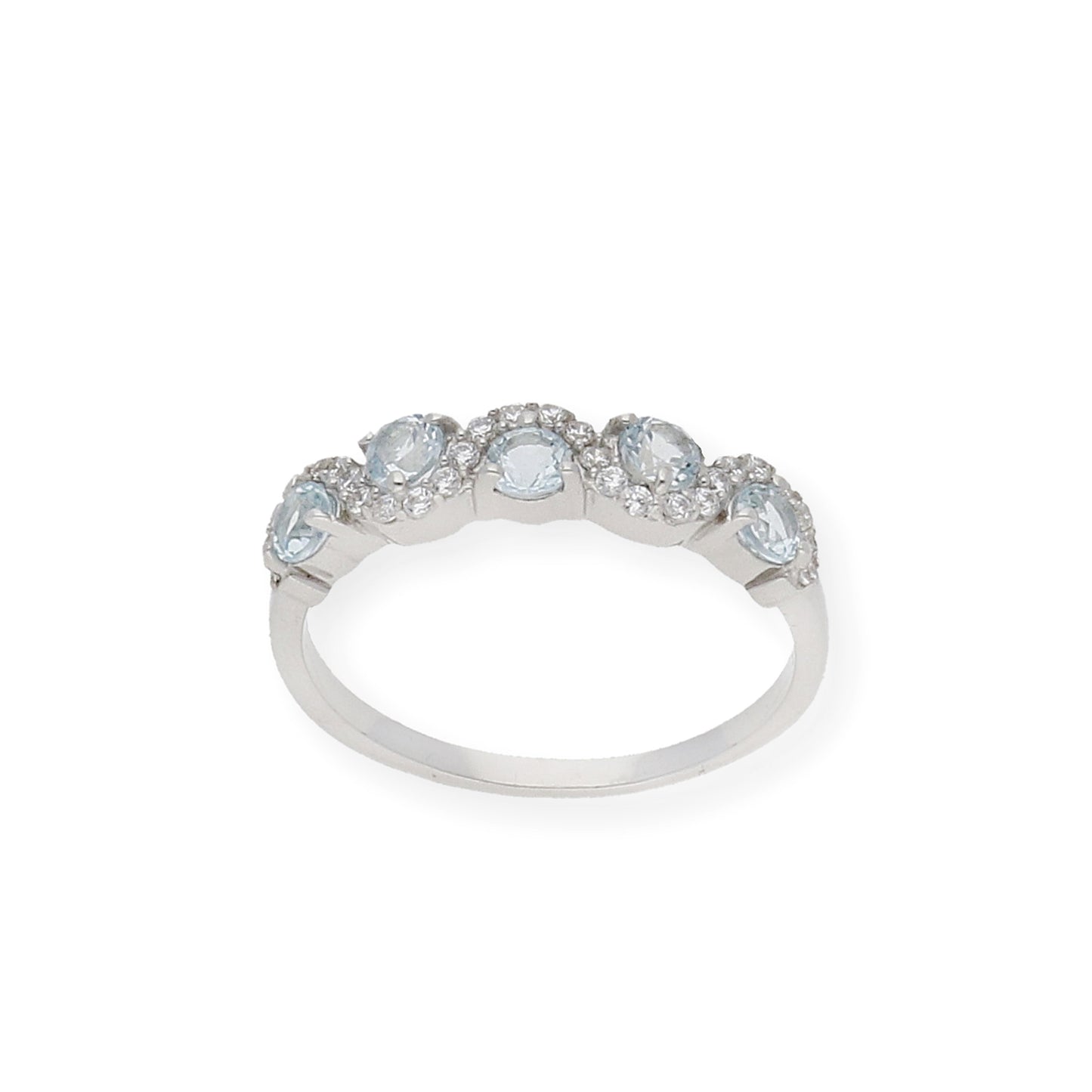 Anillo de Plata con Topacios Azules y tira de Circonitas
