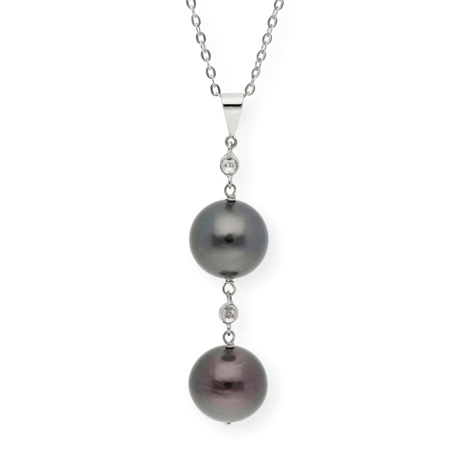 Colgante de Oro Blanco 18k con Perlas Tahití y Diamantes