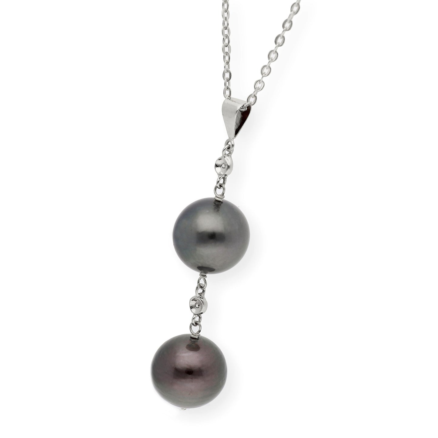 Colgante de Oro Blanco 18k con Perlas Tahití y Diamantes