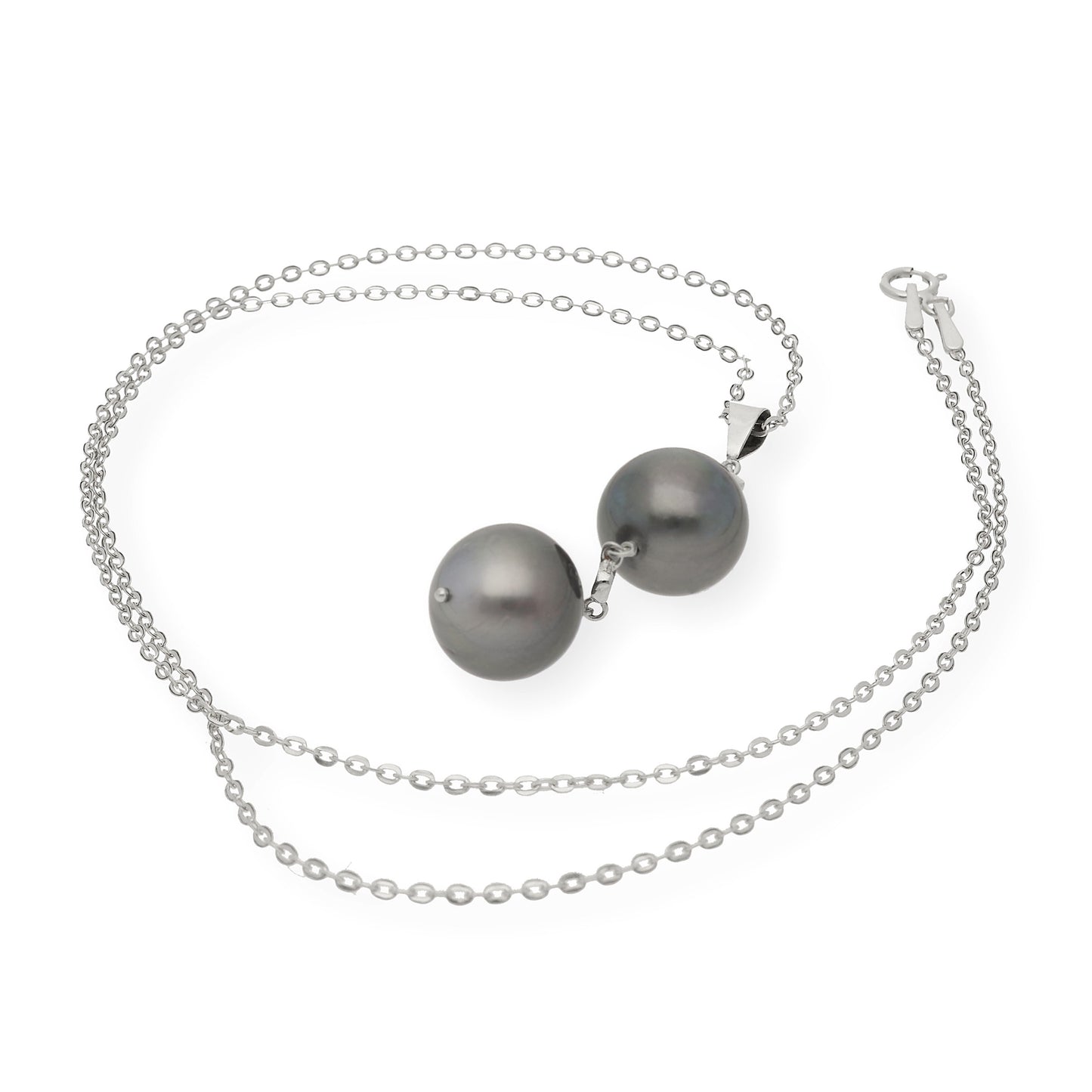 Colgante de Oro Blanco 18k con Perlas Tahití y Diamantes