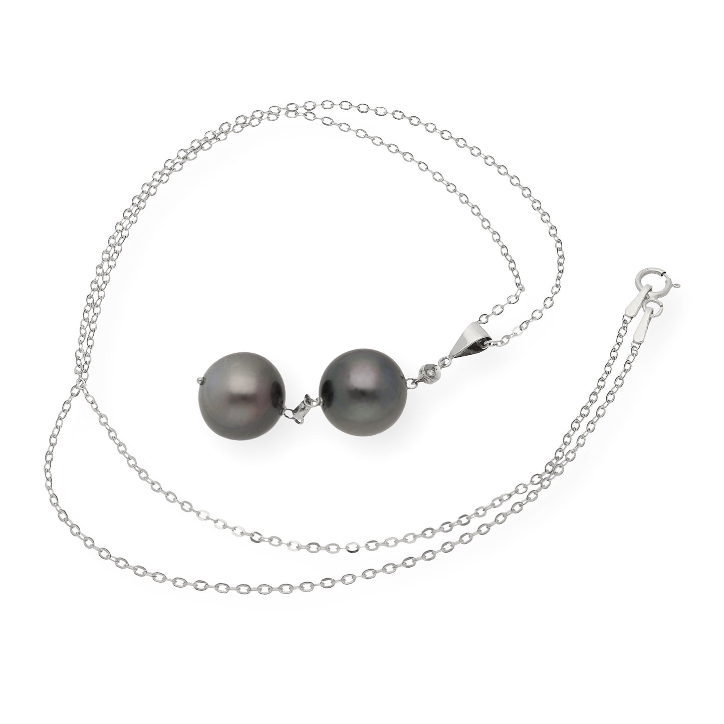 Colgante de Oro Blanco 18k con Perlas Tahití y Diamantes