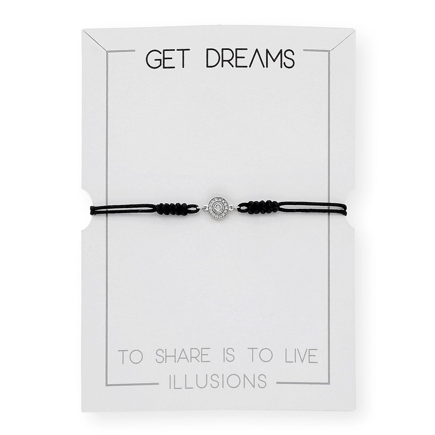 Pulsera Macramé de Oro Blanco de Ley con Diamantes y Diseño Circular