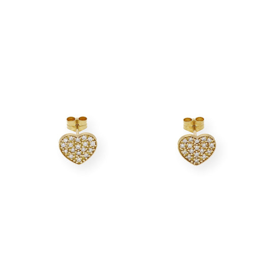 Pendientes de Oro Diseño de Corazón con Diamantes engastados
