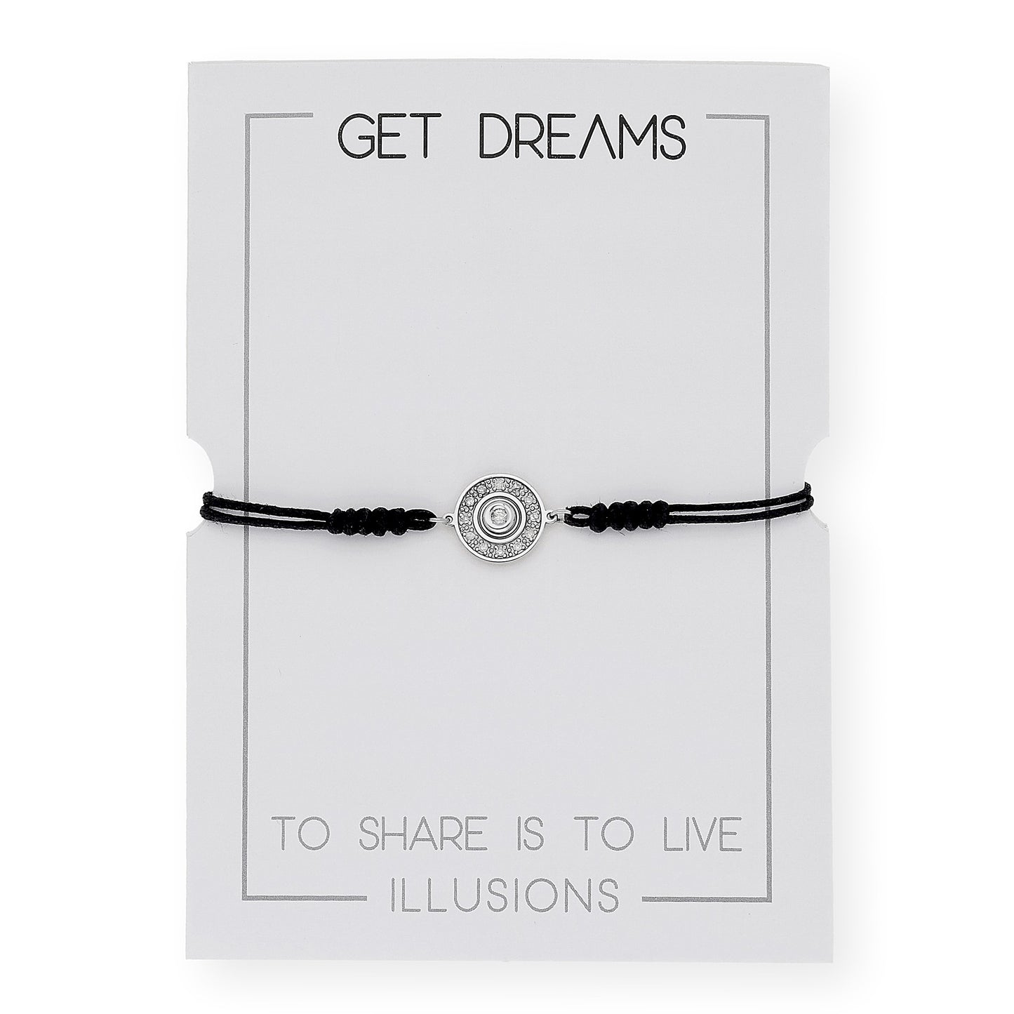 Pulsera Macramé de Oro Blanco de Ley con Diamantes y Diseño Circular