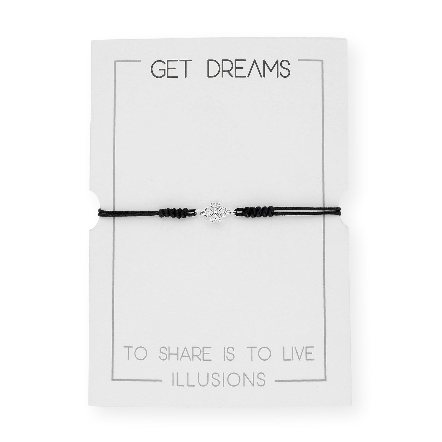 Pulsera Macramé de Oro Blanco de Ley con Diamantes y Diseño de Trébol