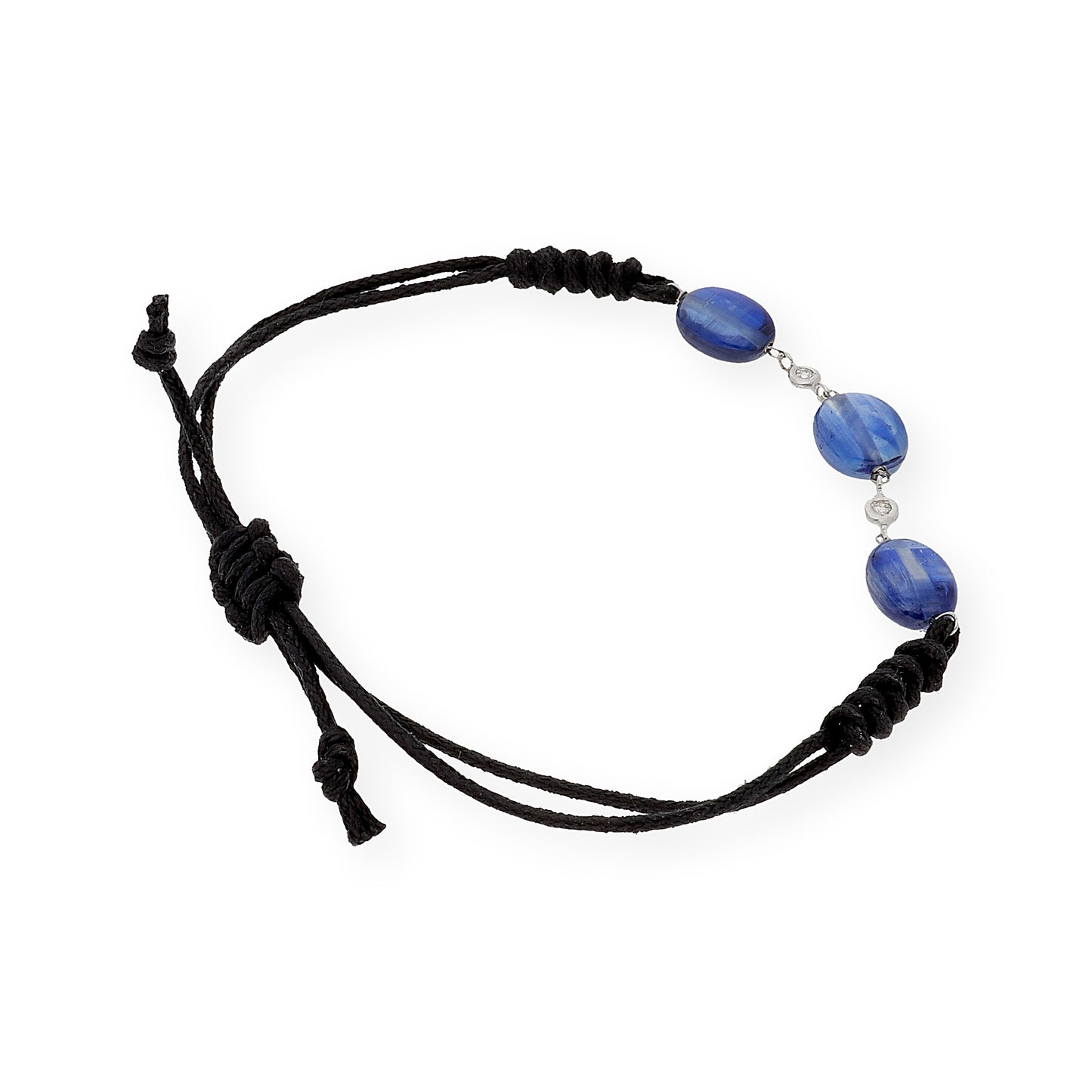 Pulsera Macramé de Oro Blanco de Ley con Zafiros y Diamantes