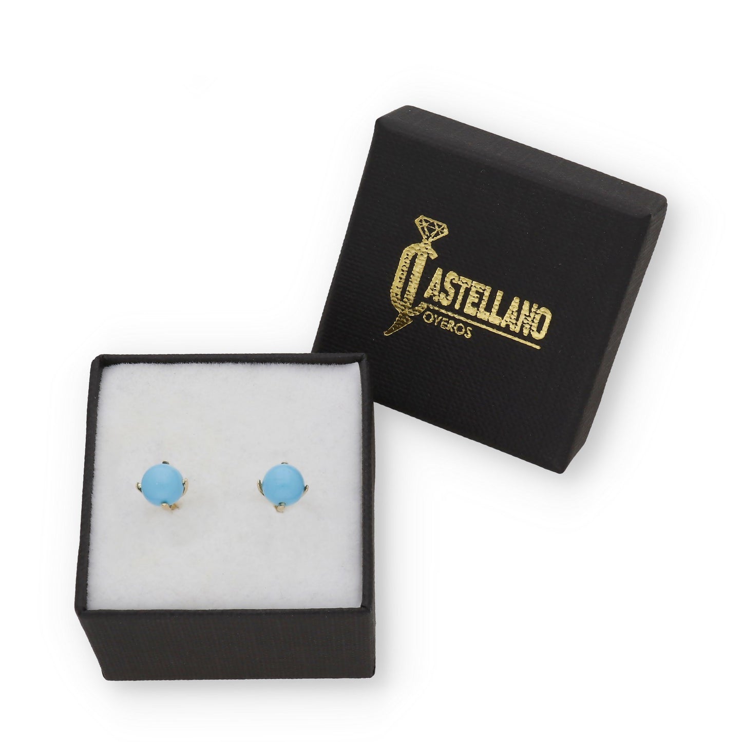 Pendientes Bebé Oro 18K con Turquesa 5 mm