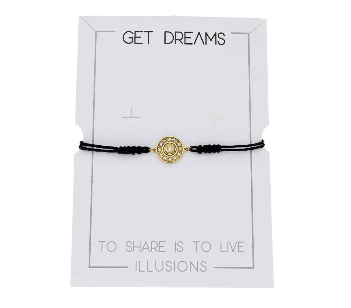 Pulsera Macramé de Oro de Ley con Diamantes y Diseño Circular