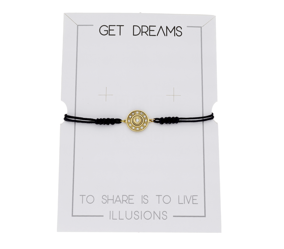 Pulsera Macramé de Oro de Ley con Diamantes y Diseño Circular