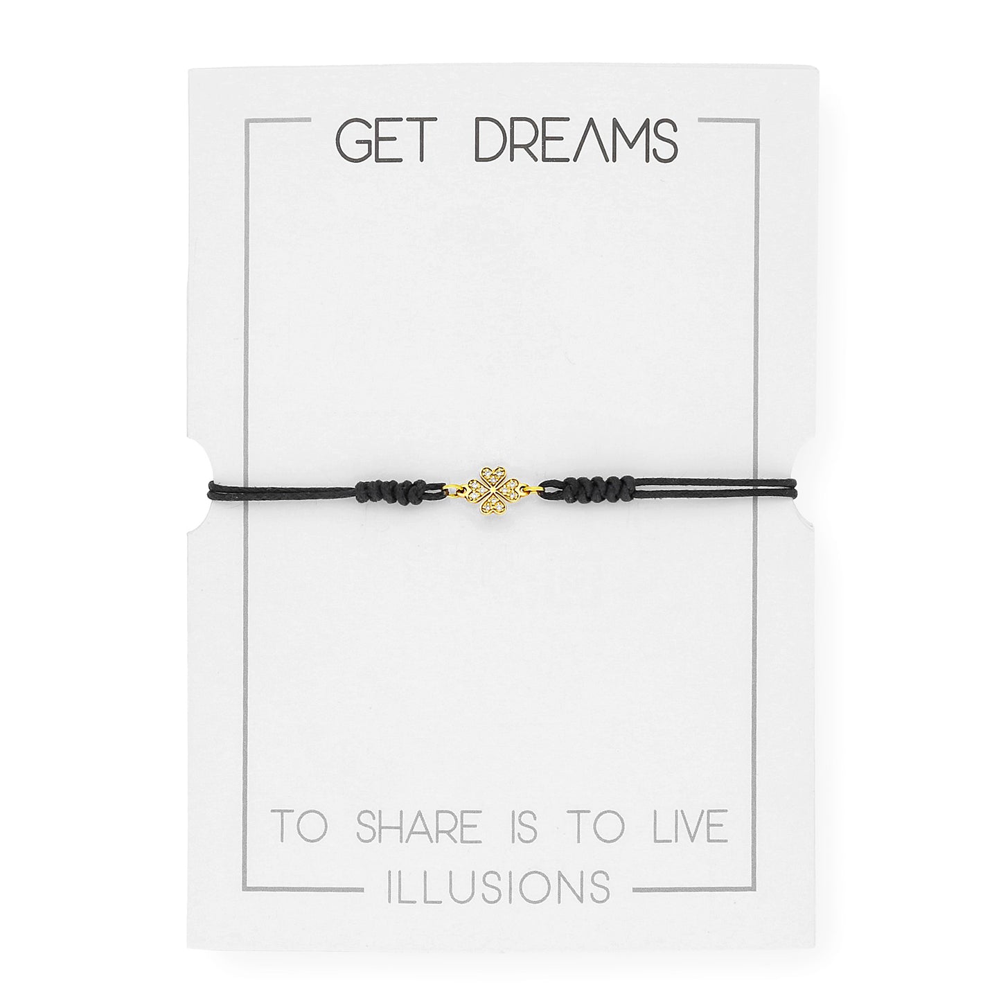 Pulsera Macramé de Oro de Ley con Diamantes y Diseño de Trébol