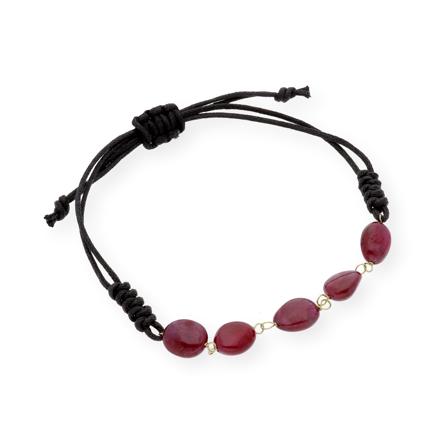 Pulsera Macramé de Oro de Ley con Rubíes