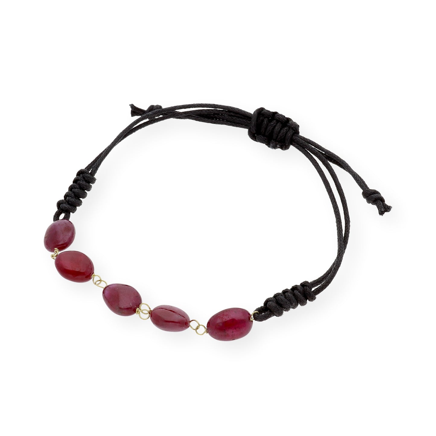 Pulsera Macramé de Oro de Ley con Rubíes