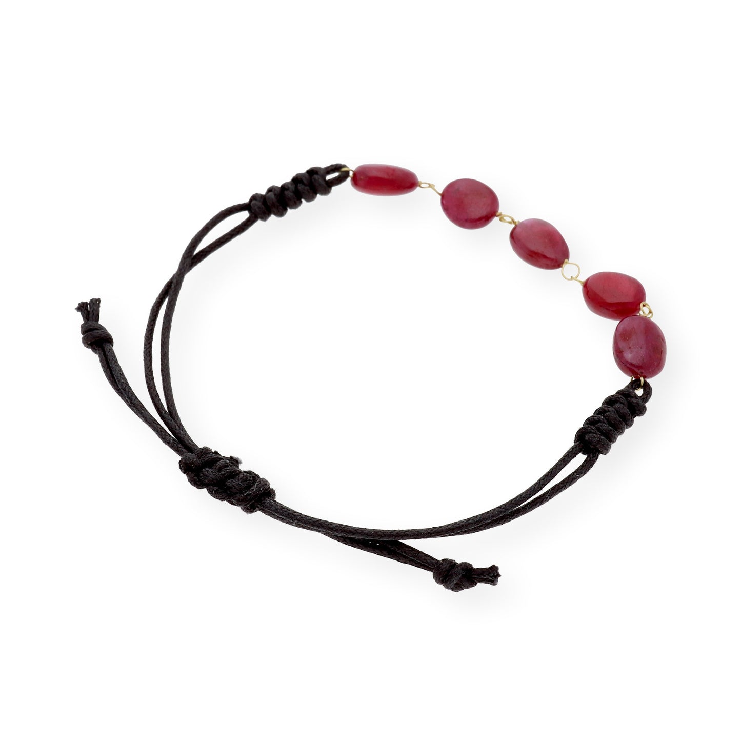 Pulsera Macramé de Oro de Ley con Rubíes