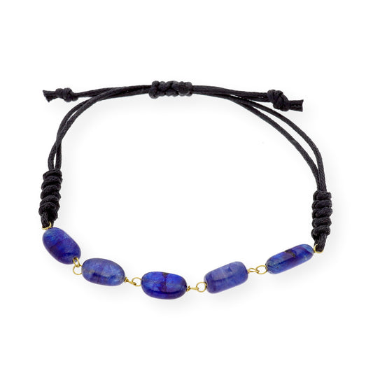 Pulsera Macramé de Oro de Ley con Zafiros