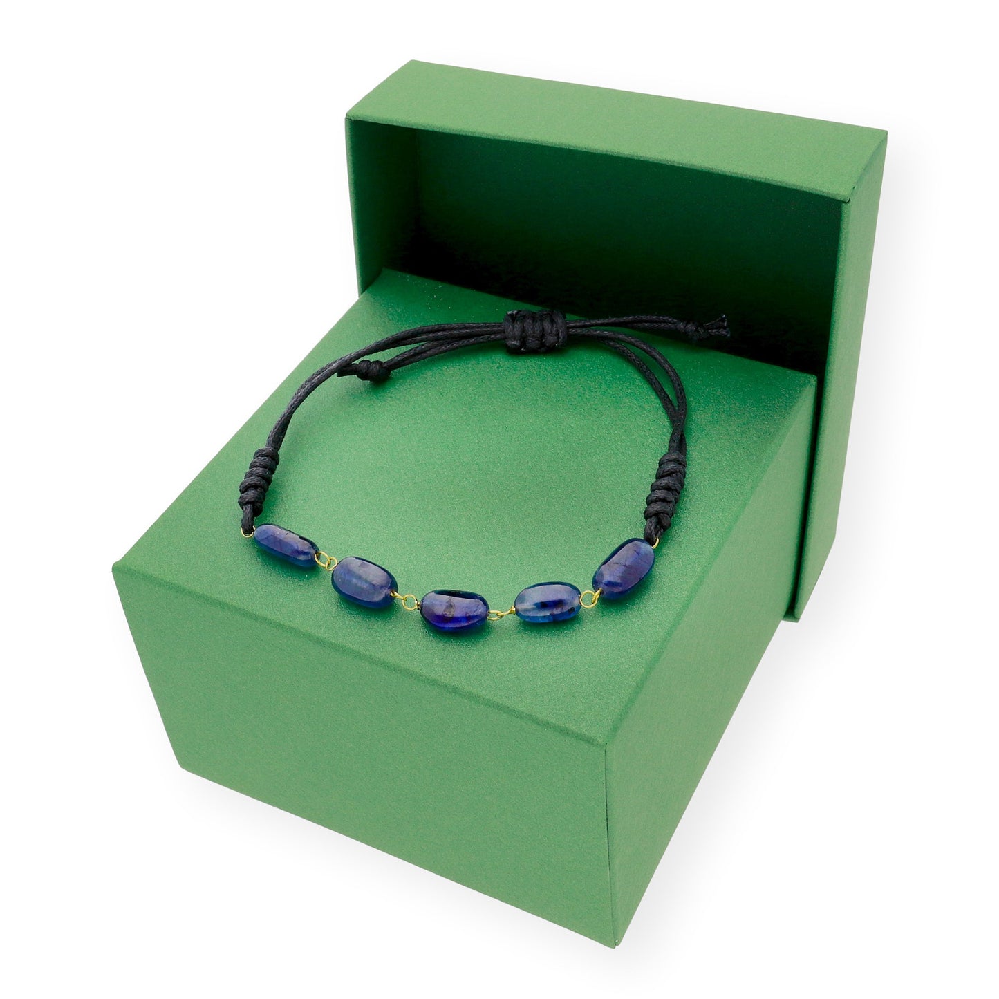 Pulsera Macramé de Oro de Ley con Zafiros