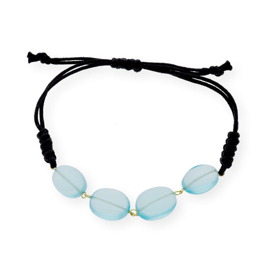Pulsera Macramé de Oro de Ley con Topacios Azules