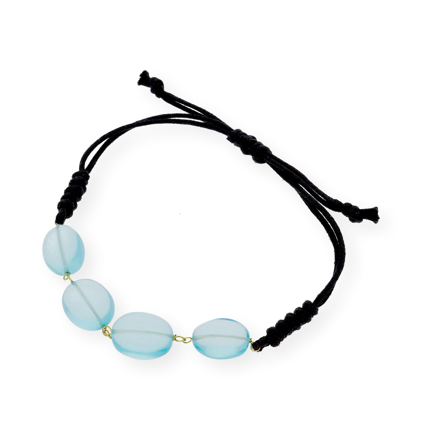 Pulsera Macramé de Oro de Ley con Topacios Azules