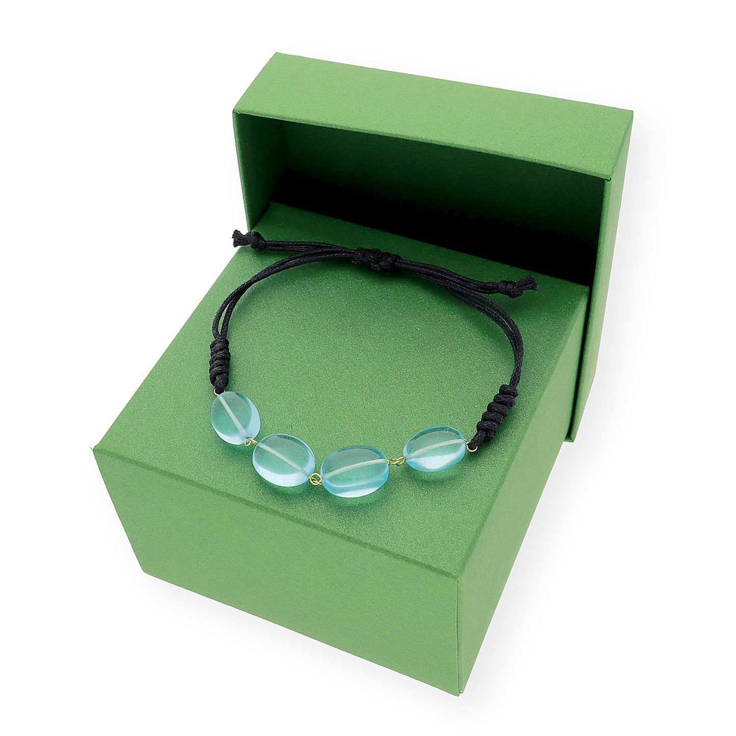 Pulsera Macramé de Oro de Ley con Topacios Azules