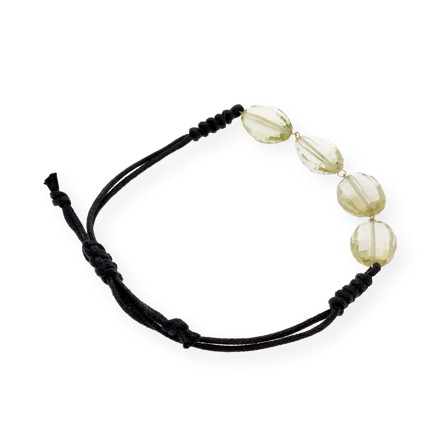 Pulsera Macramé de Oro de Ley con Cuarzos Citrino