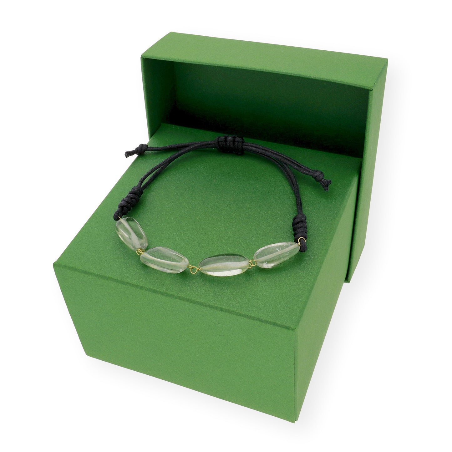 Pulsera Macramé de Oro de Ley con Topacios Verdes