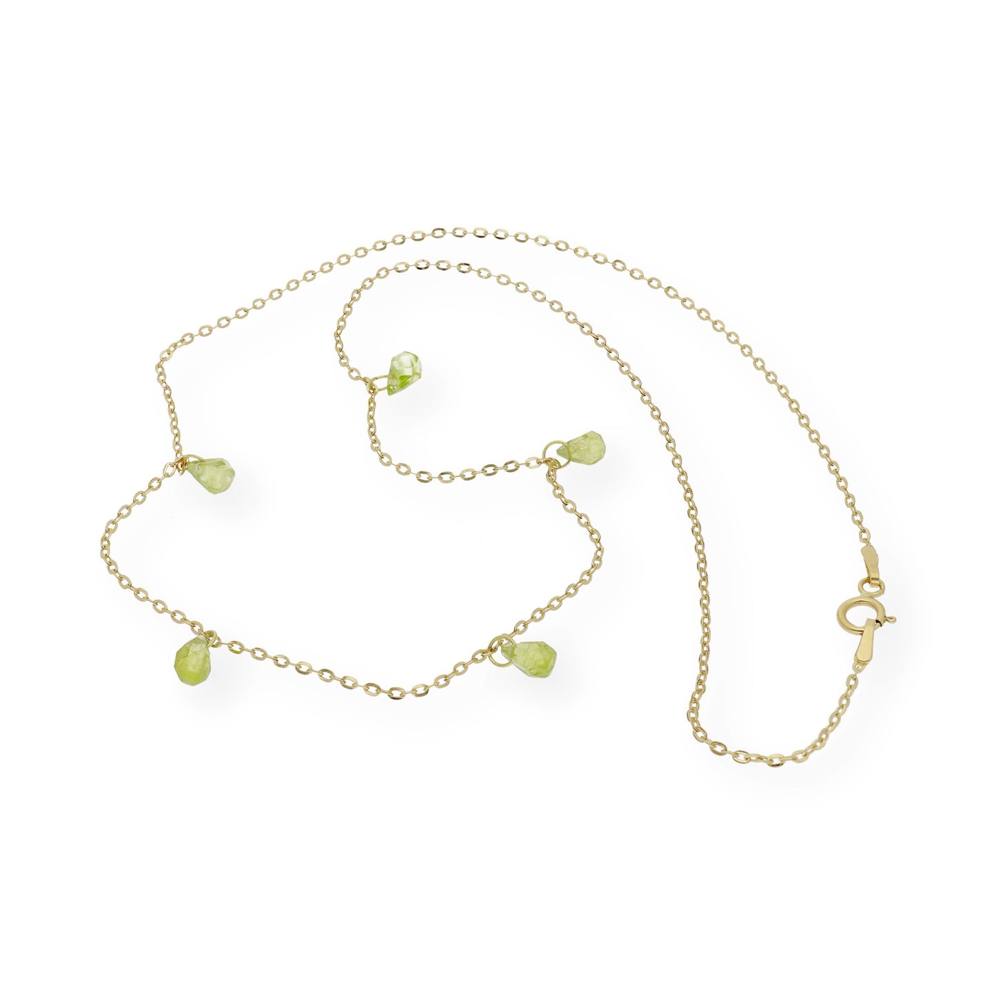 Collar con Olivinas Naturales y Oro de Ley 18k