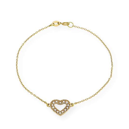 Pulsera Corazón con Diamantes Engastados y Oro 18k