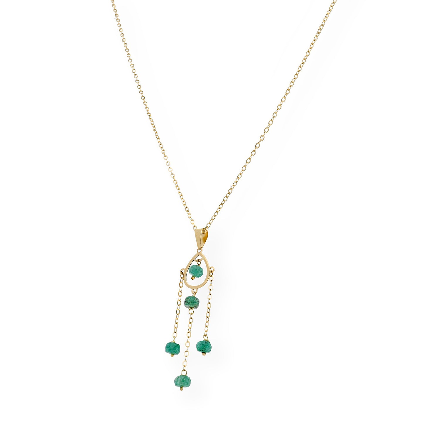 Colgante Étnico de Oro 18K con Esmeraldas Talladas