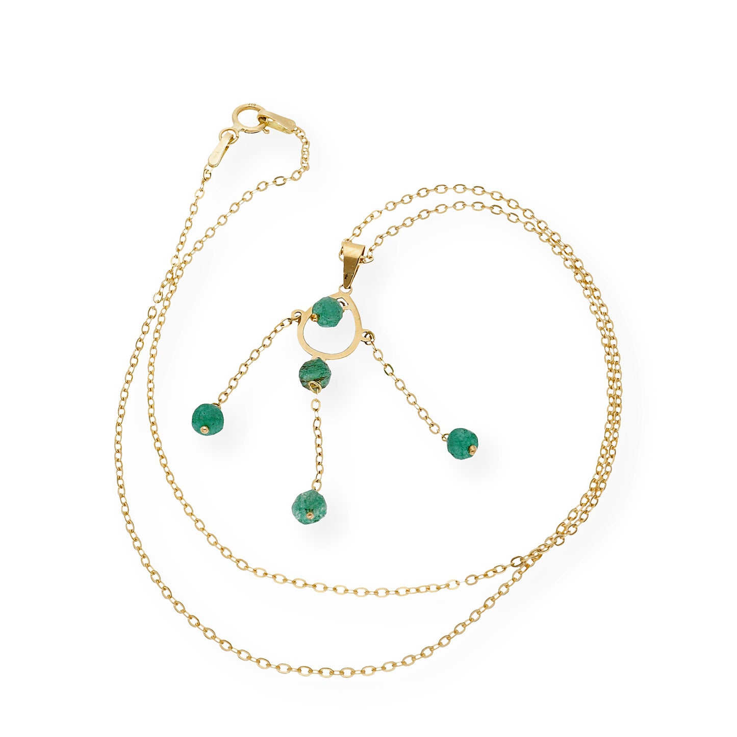 Colgante Étnico de Oro 18K con Esmeraldas Talladas