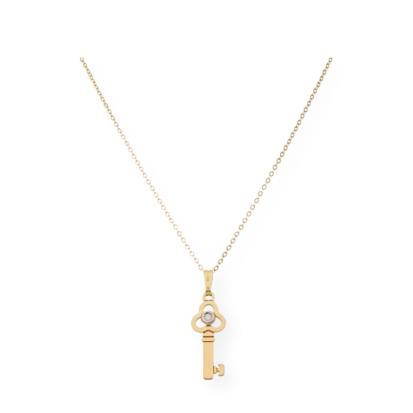 Colgante Llave de Oro 18k y Diamante Central