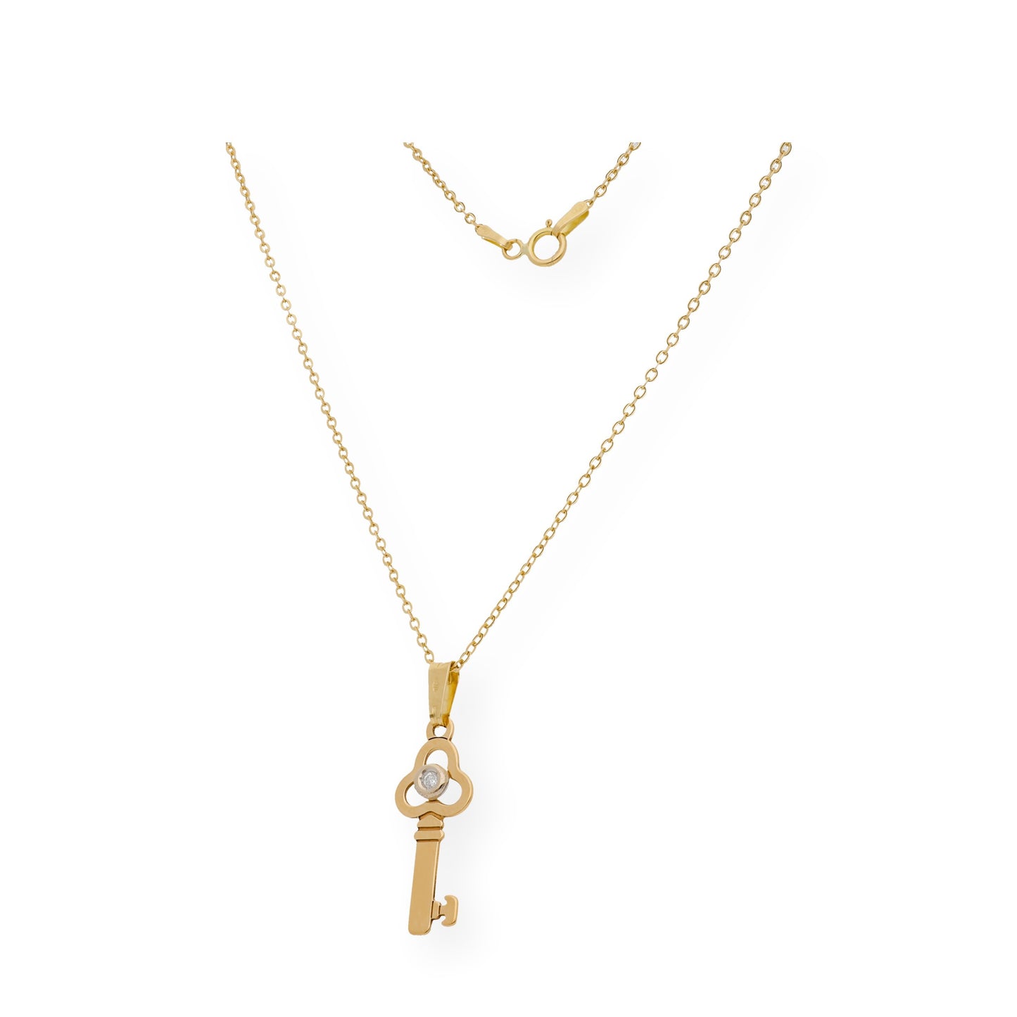 Colgante Llave de Oro 18k y Diamante Central