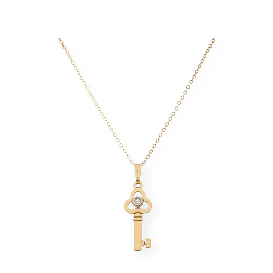 Colgante Llave de Oro 18k y Diamante Central