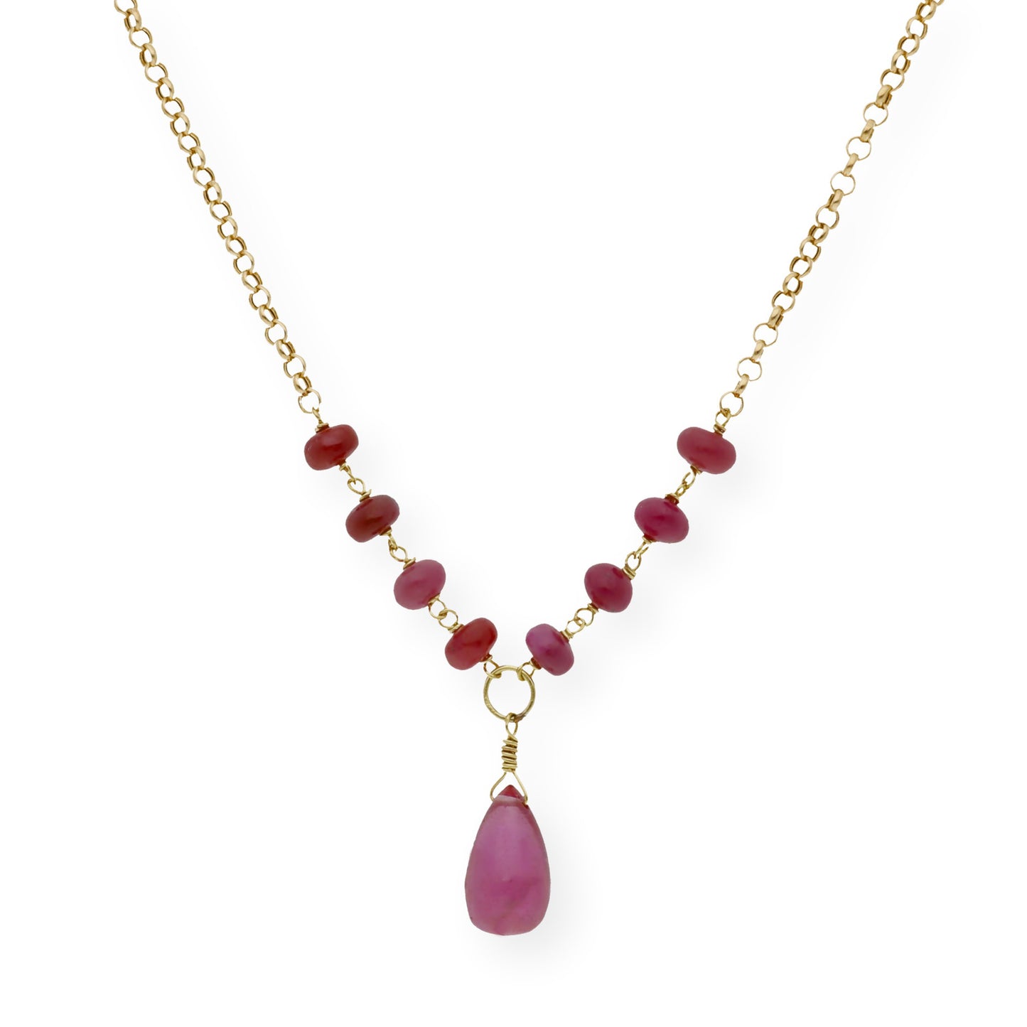 Collar de Oro 18k y Rubíes Tallados